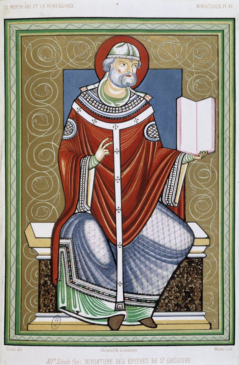 Retrato de São Gregório, cromo 19 da miniatura das Epístolas de São Gregório de Unknown artist