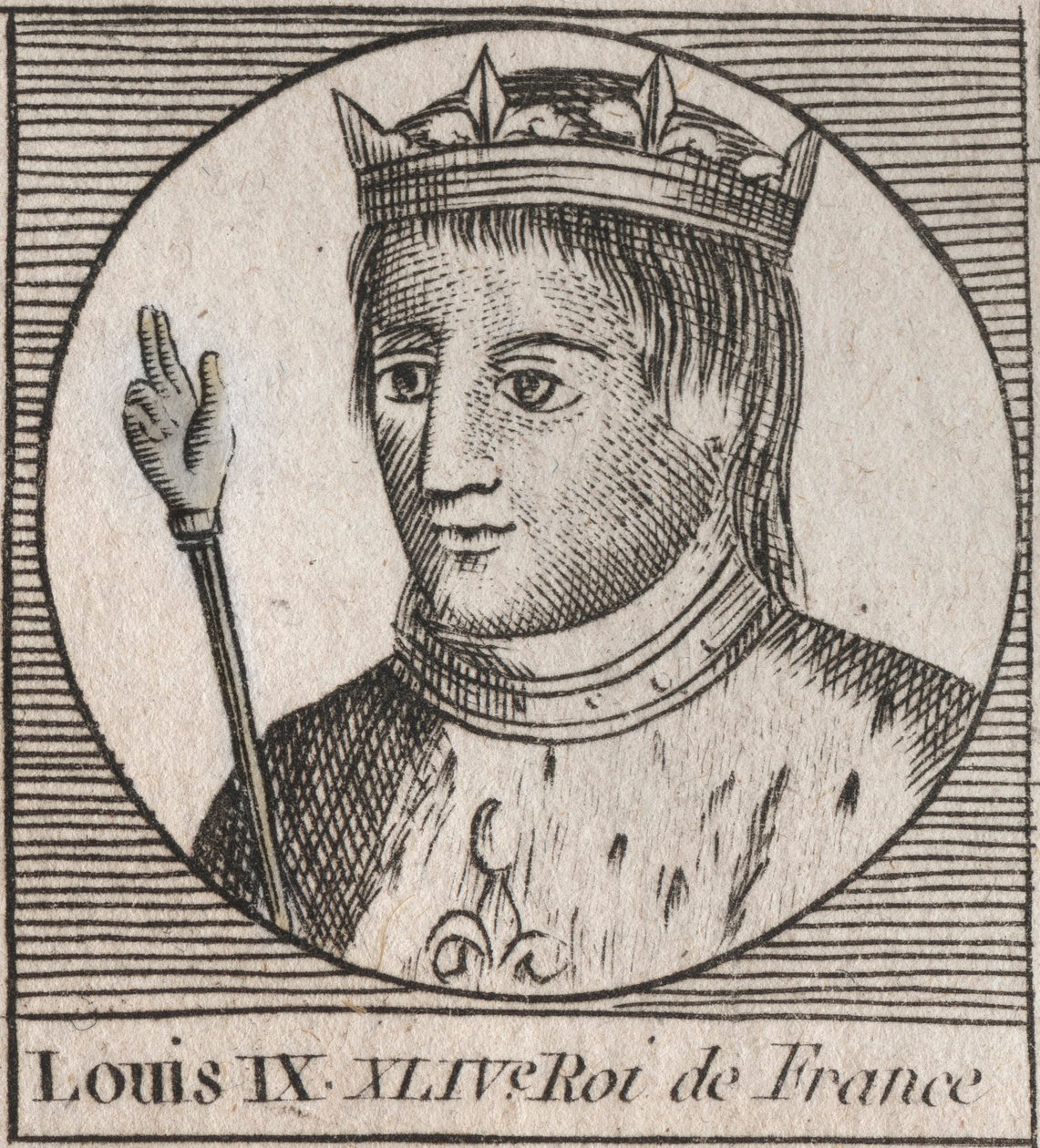 Retrato de Saint Louis (Saint-Louis, Louis IX (1214-1270) - Saint Louis IX (1214-70) rei da França - gravura de "Instruction sur l