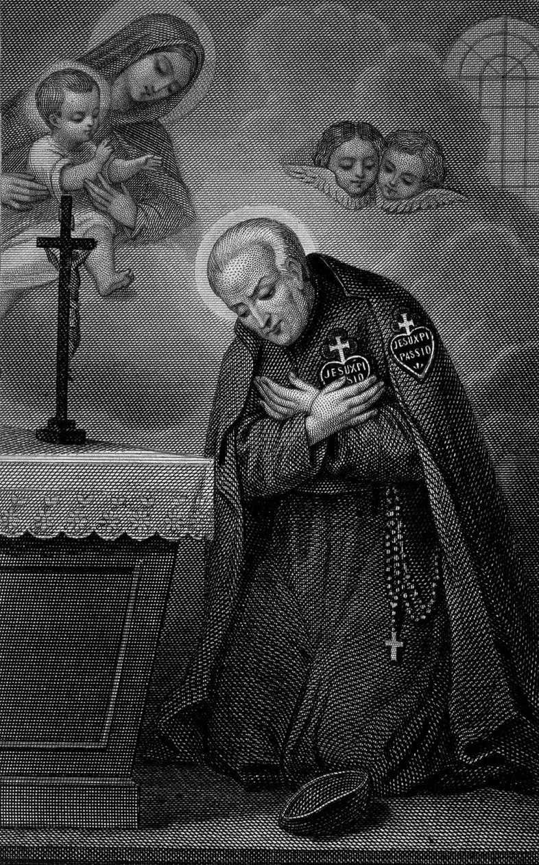 Retrato de São Paulo da Cruz. Gravura do século XIX. de Unknown artist