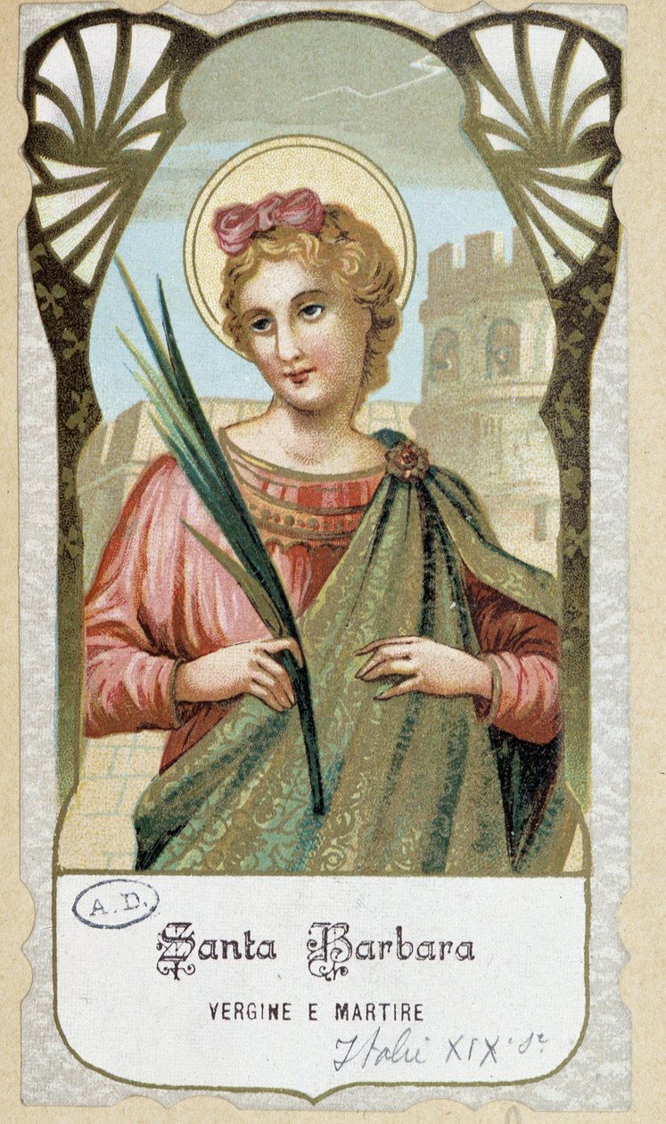 Retrato de "Santa Barbara vergine e martire", imagem piedosa italiana de Unknown artist