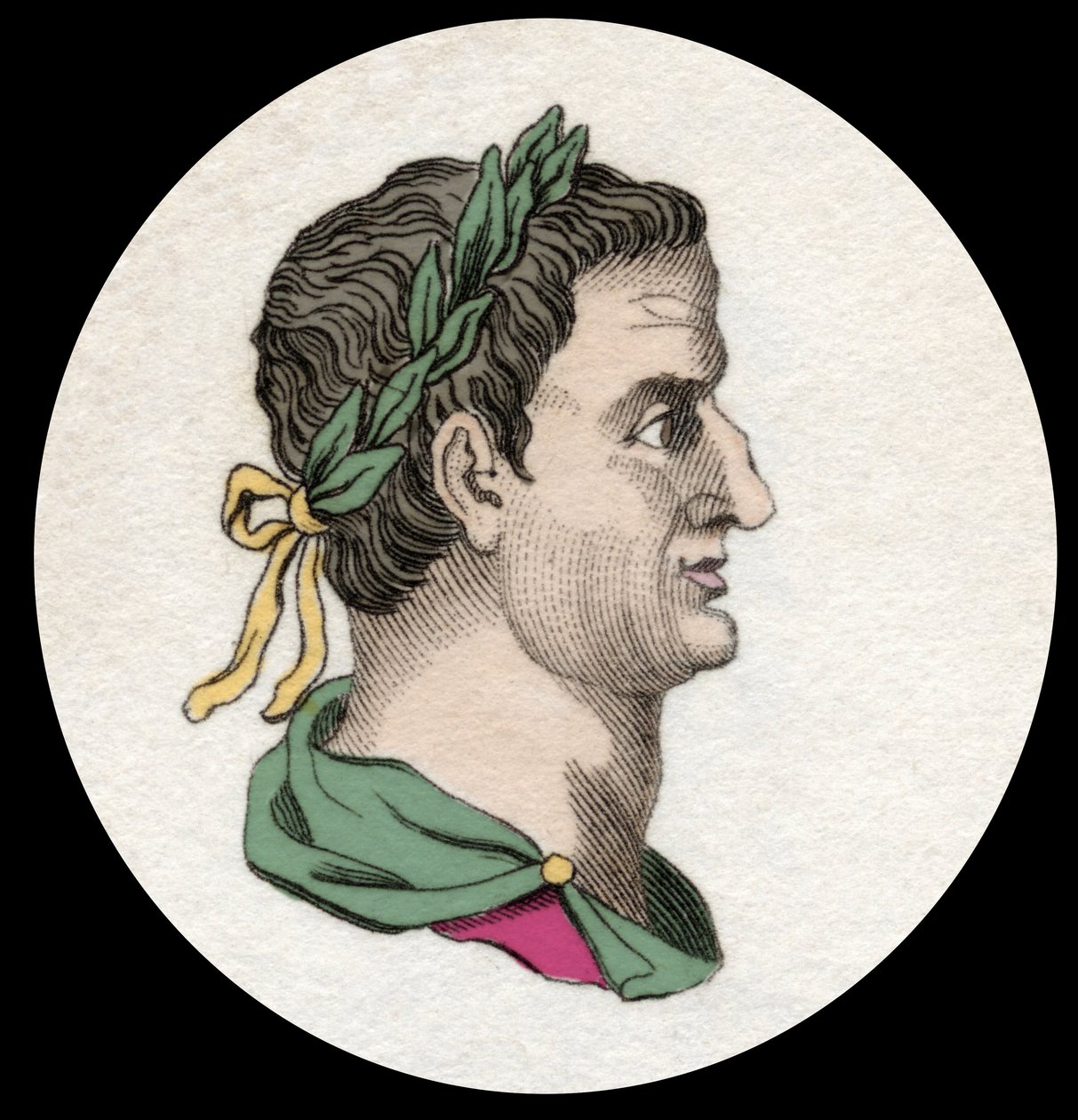 Retrato de Servius Sulpicius Galba (3 a.C.-69 d.C.), Imperador Romano. Gravura do século XIX de Unknown artist