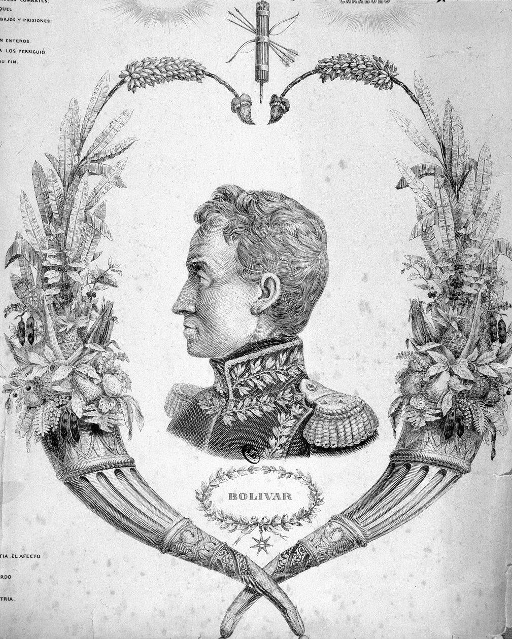 Retrato de Simon Bolívar (1783-1830), general e estadista sul-americano. de Unknown artist