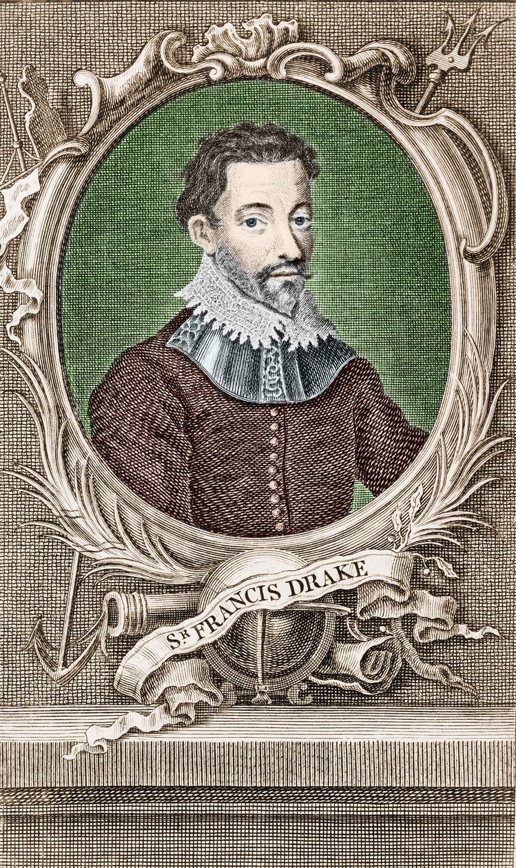 Retrato de Sir Francis Drake (1540-1596), navegador inglês. de Unknown artist