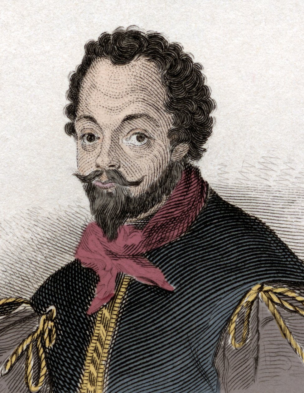 Retrato de Sir Francis Drake (1540-1596), corsário e navegador inglês. Gravura do século XIX. de Unknown artist