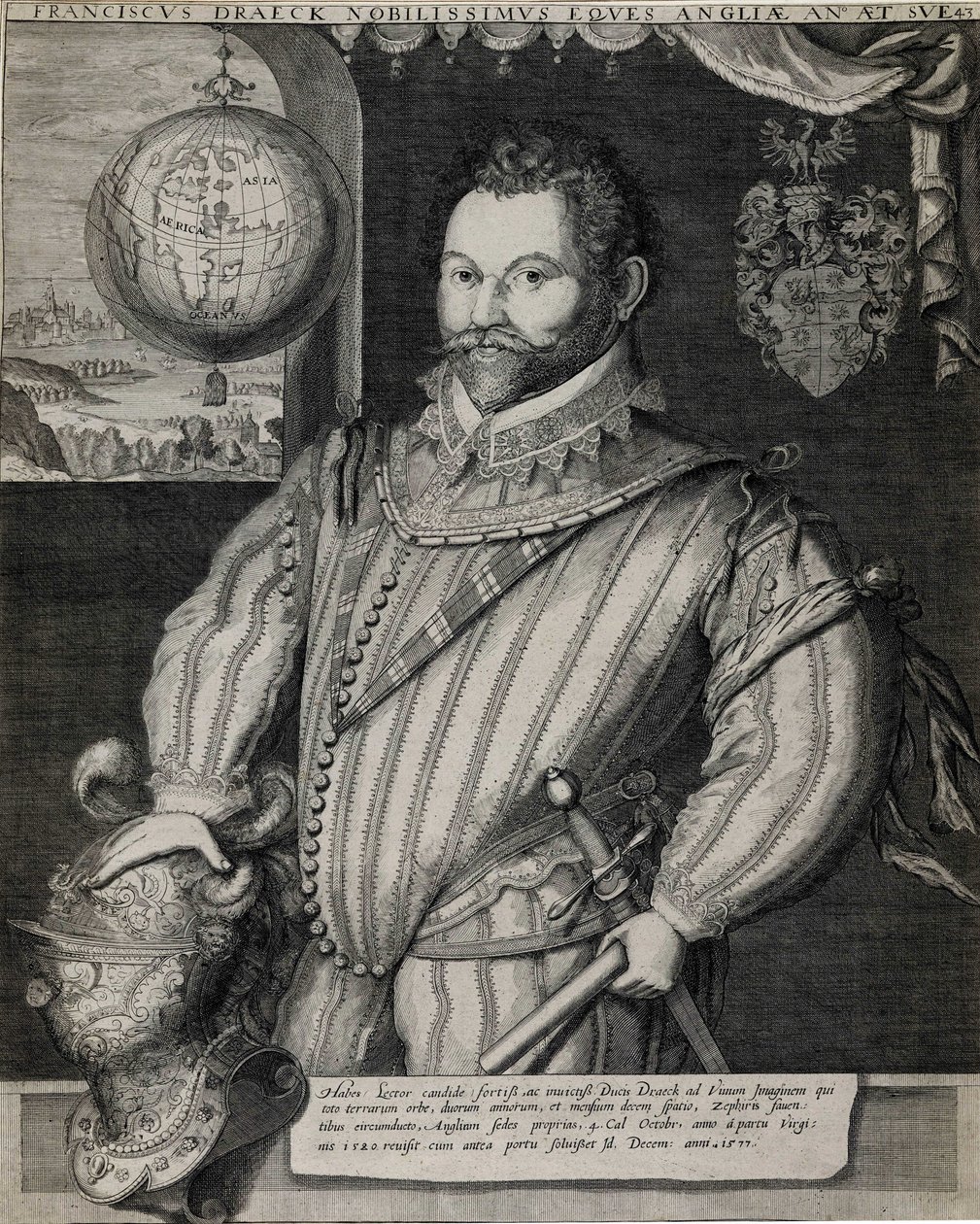 Retrato de Sir Francis Drake (cerca de 1540-1596), navegador inglês. de Unknown artist