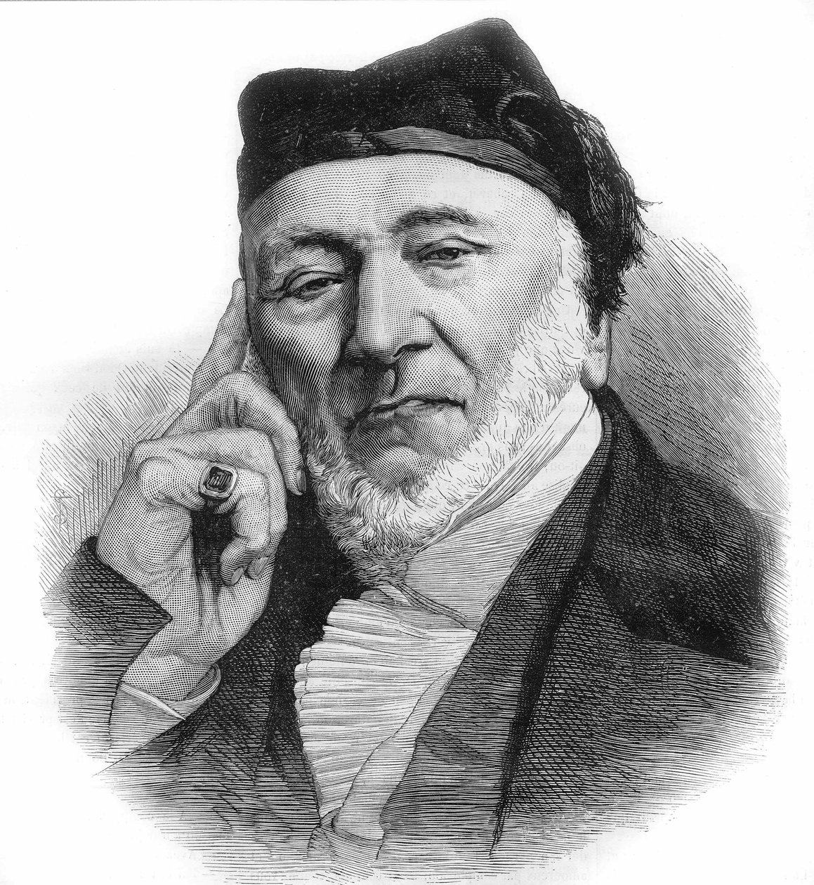 Retrato de Sir Moses Montefiore (1784-1885) banqueiro e filantropo inglês, de origem italiana. gravura de 1885. de Unknown artist