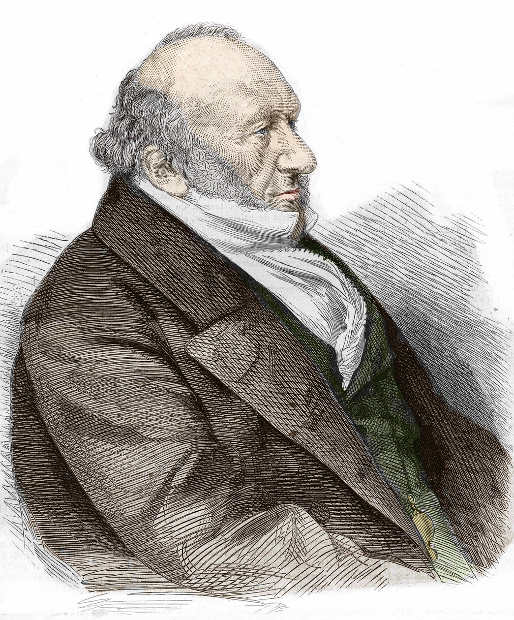 Retrato de Sir Moses Montefiore (1784-1885) banqueiro e filantropo inglês, de origem italiana. gravura de 1867. de Unknown artist