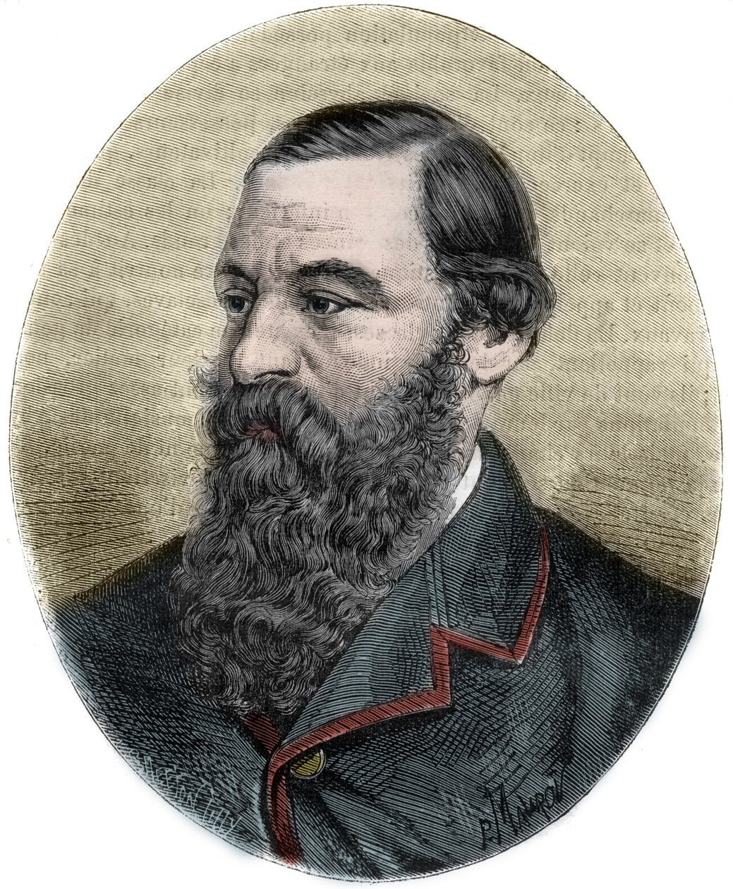 Retrato de Sir Samuel Baker (1821-1893) gravura de "Picturesque Histoire des grands voyages au XIX century". 1877 de Unknown artist