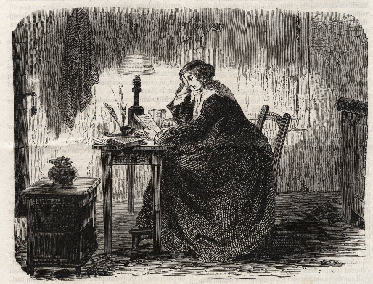 Retrato de Sophie Germain (1776-1831) Matemática francesa (Retrato de Marie-Sophie Germain Matemática, física e filósofa francesa) - gravura 1860 - de Unknown artist