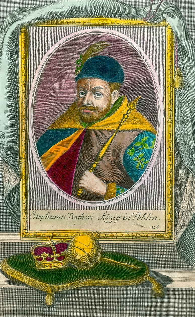 Retrato de Stephen Bathory, Rei da Polónia (1533-1586). Gravura do século XVI. Colecção privada. de Unknown artist