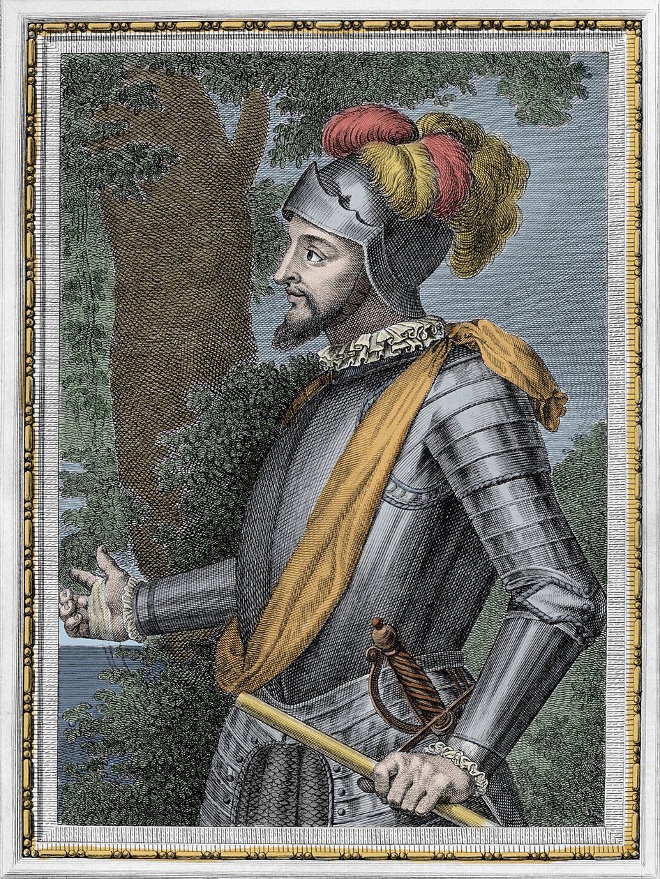 Retrato de Vasco Nunez de Balboa, conquistador espanhol (1475-1517) - Gravura do século XIX de Unknown artist