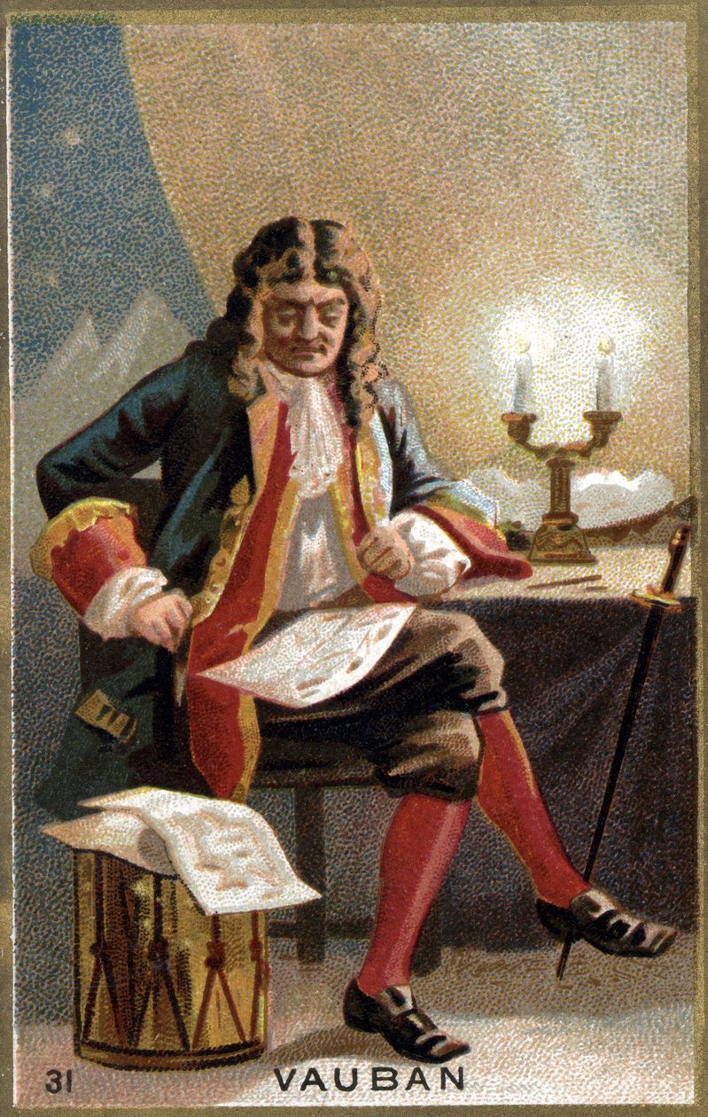 Retrato de Vauban (1633 - 1707). (Sébastien Le Prestre de Vauban) Maréchal de France e engenheiro militar. Cromolitografia do século XIX. de Unknown artist