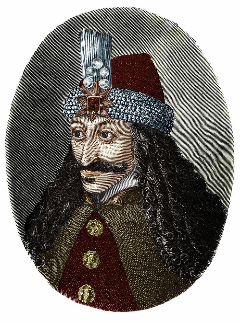 Retrato de Vlad Tepes III o impalador ou Drácula (1431-1476) que inspirou Bram Stoker a personagem de Drácula, um romance escrito em 1897. de Unknown artist