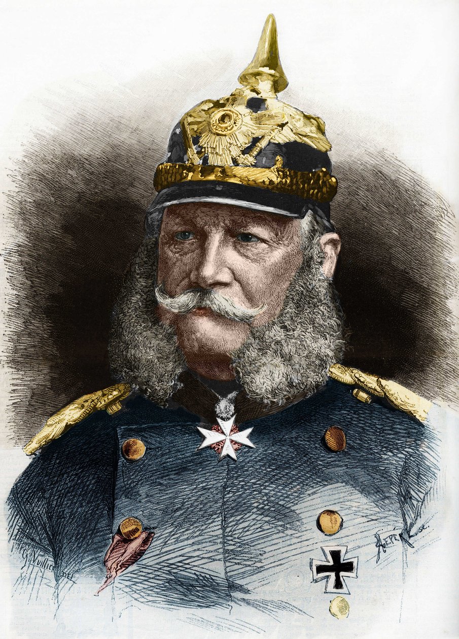 Retrato de Guilherme I (1797-1888), Rei da Prússia e Imperador da Alemanha. Gravura do final do século XIX. de Unknown artist
