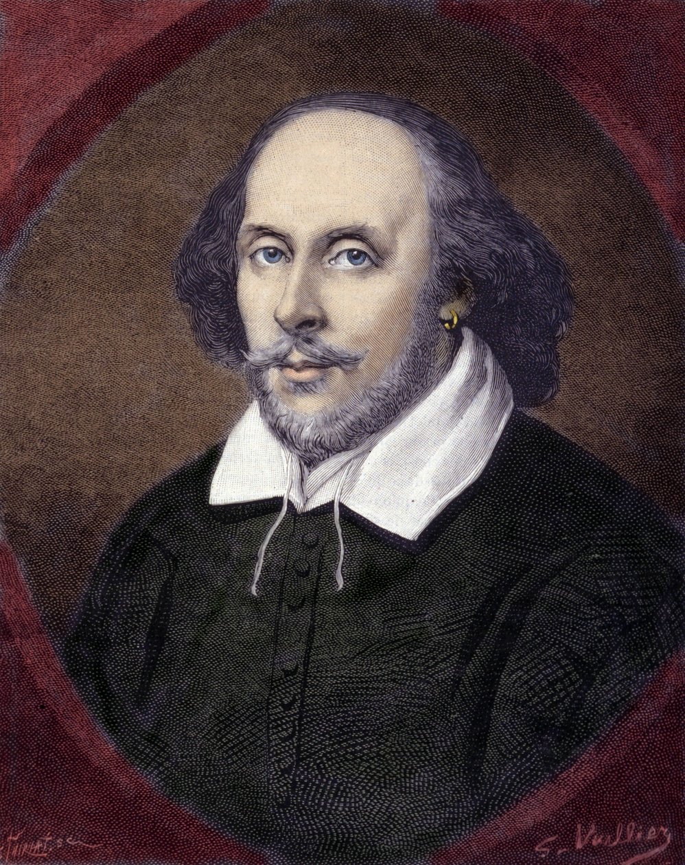 Retrato de William Shakespeare (1564-1616), dramaturgo inglês. de Unknown artist