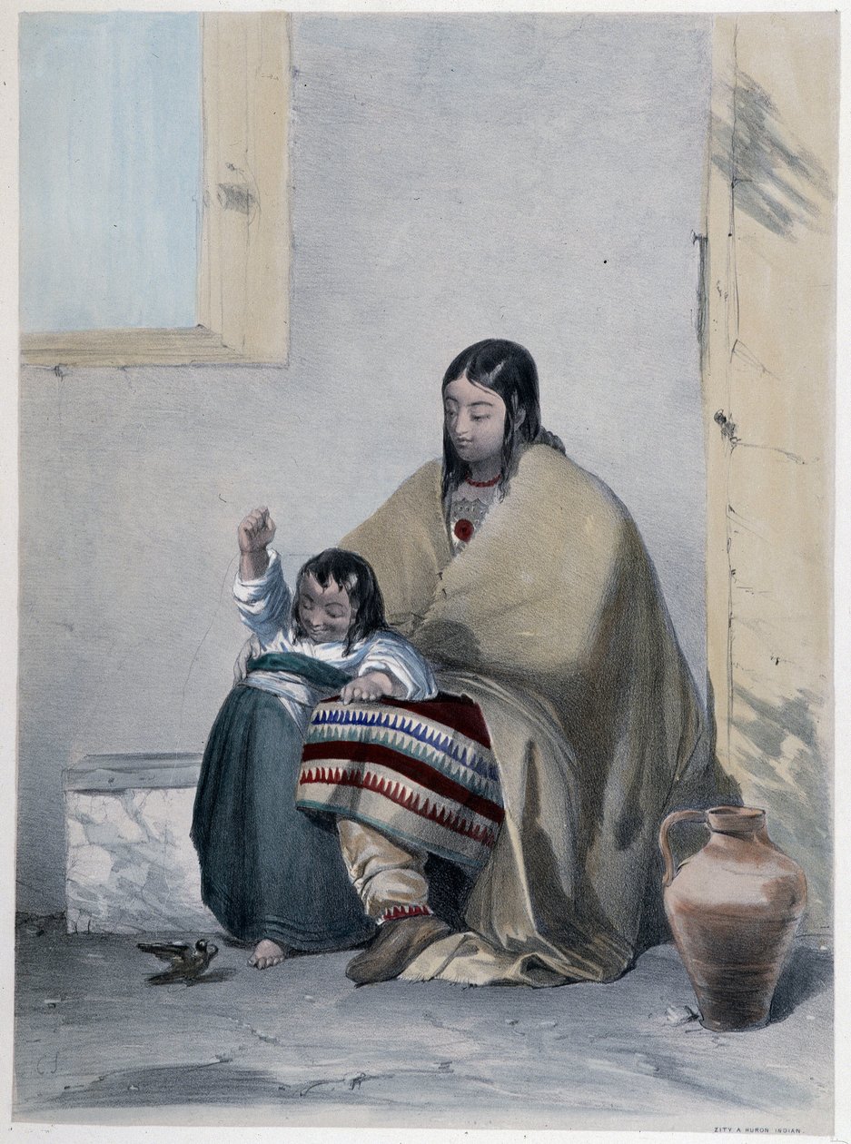 Retrato de um Huron, índio do Canadá, com seu filho - em "Shyth