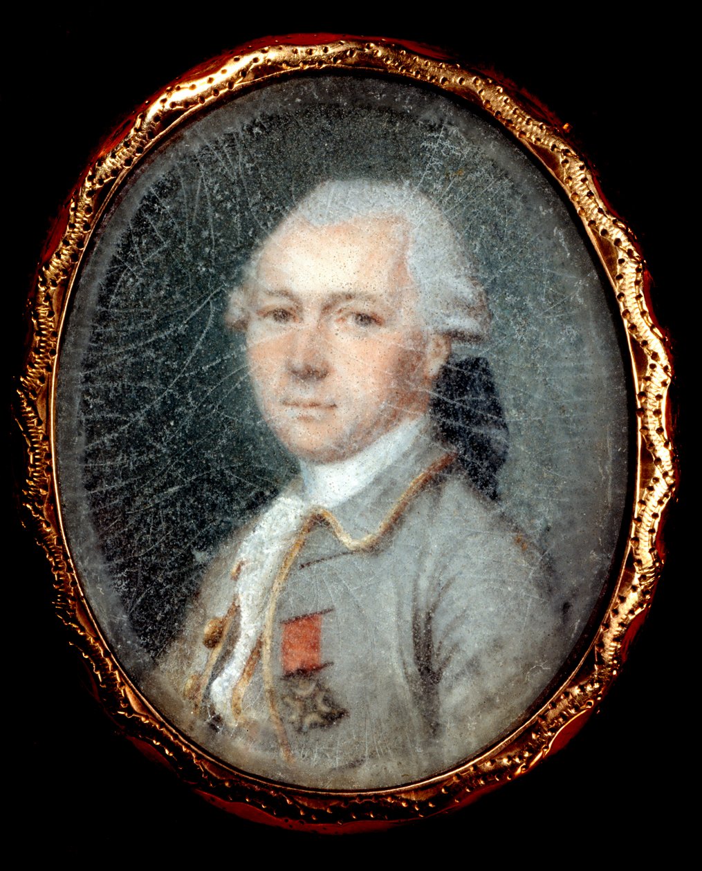 Retrato de um Cavaleiro da Ordem do Espírito Santo (Ordem do Espírito Santo) Pintura em miniatura do século XVII. Paris, Museu da Legião d