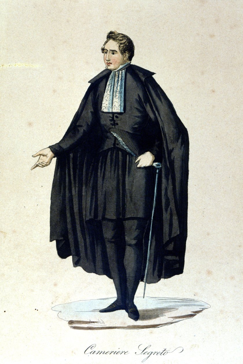 Retrato de uma câmara secreta do Estado do Vaticano. Gravura do século XIX. de Unknown artist