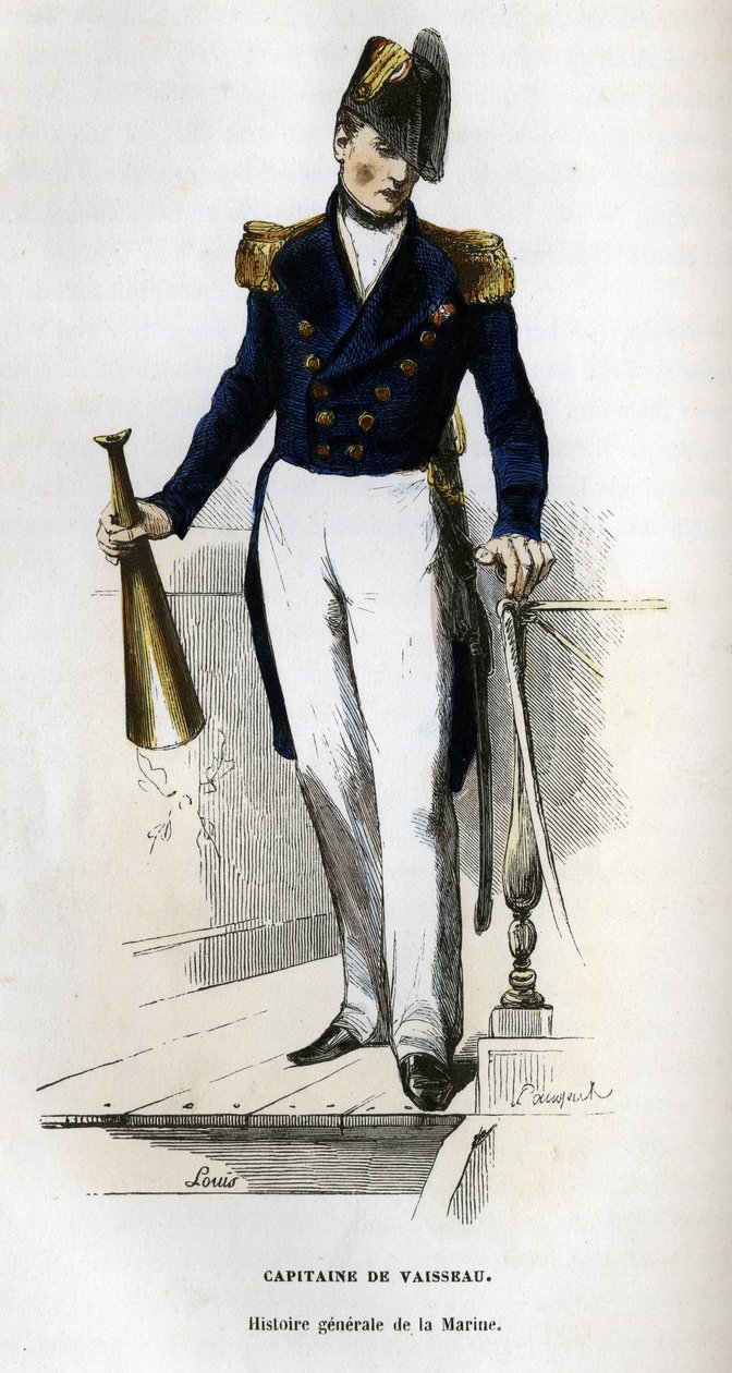 Retrato do capitão de um navio. em "História Geral da Marinha" por Van Tenac de Unknown artist