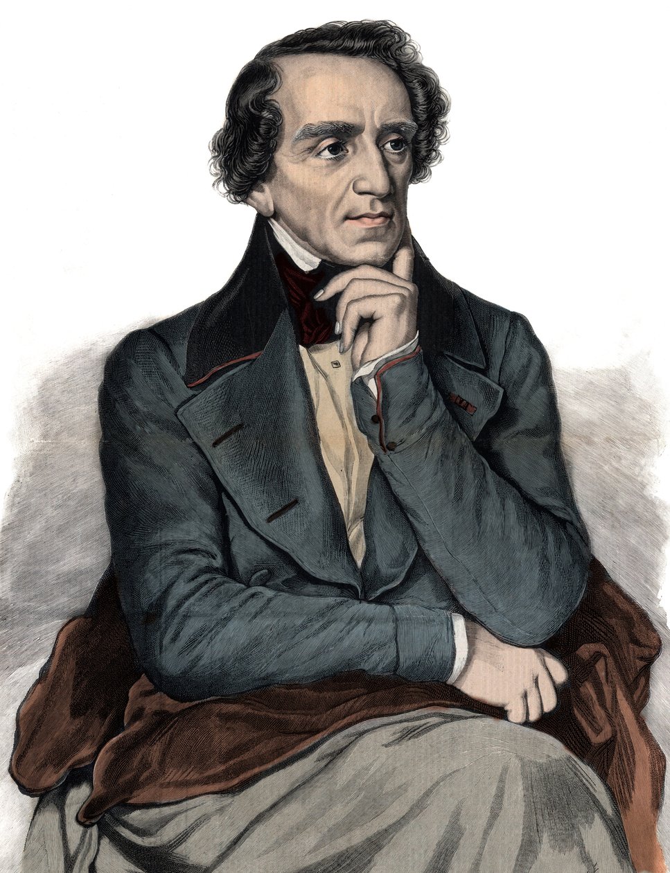 Retrato do compositor de ópera inglês Giacomo Meyerbeer (1791-1864) Gravura de Unknown artist