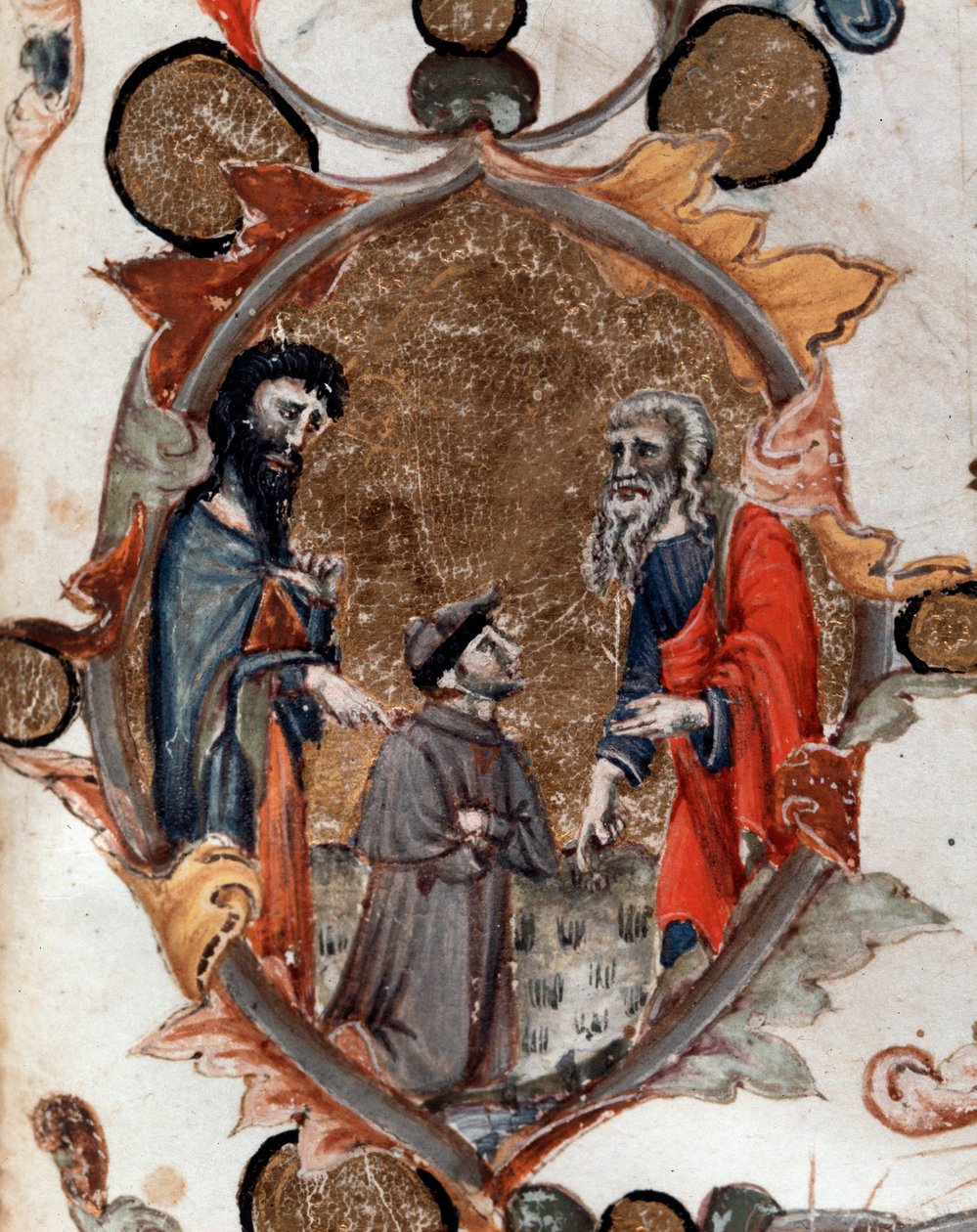 Retrato do poeta italiano Dante Alighieri com Virgil e Charon, na Divina Comédia - miniatura de Unknown artist