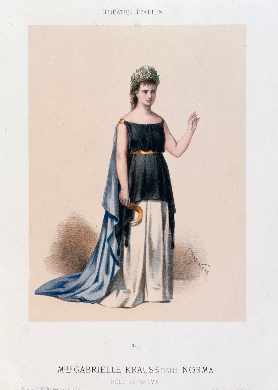 Retrato da cantora Gabrielle Krauss na ópera Norma de Unknown artist