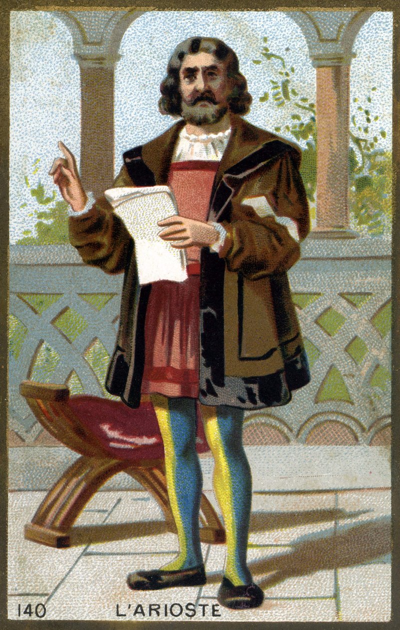 Retrato do Ariosta (1474 - 1533) ou Ludovico Ariosto. Cromolitografia do final do século XIX. de Unknown artist