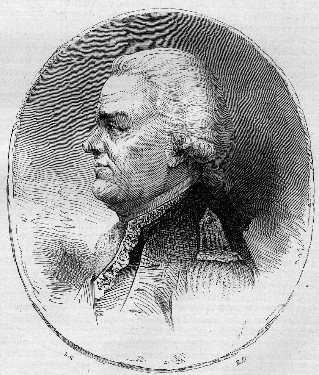 Retrato do Conde de Grasse (François Joseph Paul, Marquês de Grasse Tilly) (1722-1788), almirante francês que participou da Guerra da Independência americana (1775-1783). Gravura de 1881. de Unknown artist