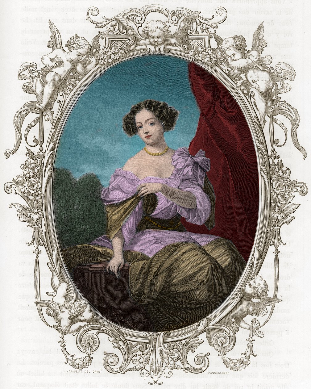 Retrato da Duquesa (Mademoiselle) de Fontanges (1661-1681), preferido de Luís XIV - Gravura de 1862 em "As Rainhas do Mundo" pelos nossos primeiros escritores - Publicado sob a direcção de J G D ARMENGAUD de Unknown artist