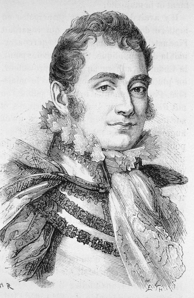 Retrato do Duque de Berry (1778 - 1820). Gravura do final do século XIX em "Histoire de France" de H. Martin. de Unknown artist
