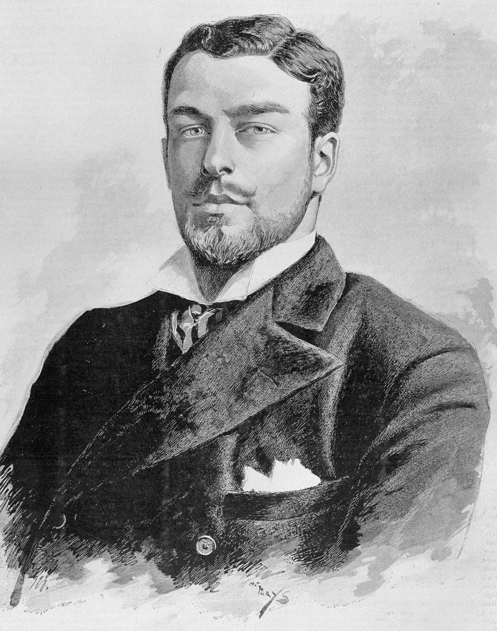 Retrato do Duque de Orleans. Gravura do final do século XIX no "Histoire de France" de H. Martin. de Unknown artist