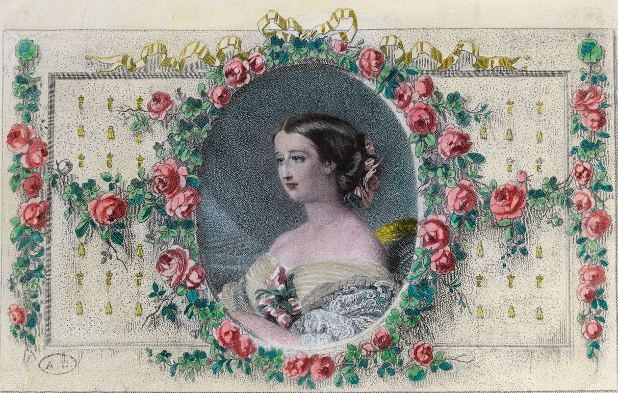 Retrato da Impressão francesa Eugenie de Montijo (1826 - 1920). Gravura do século XIX. Colecção privada. de Unknown artist