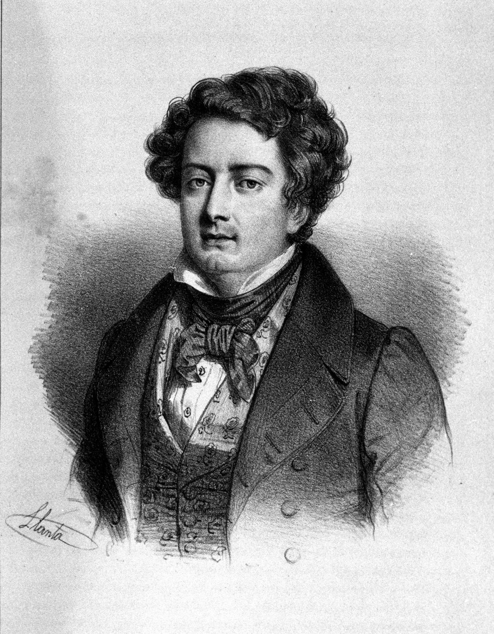 Retrato do tenor francês Adolphe Nourrit (1802 - 1839). de Unknown artist