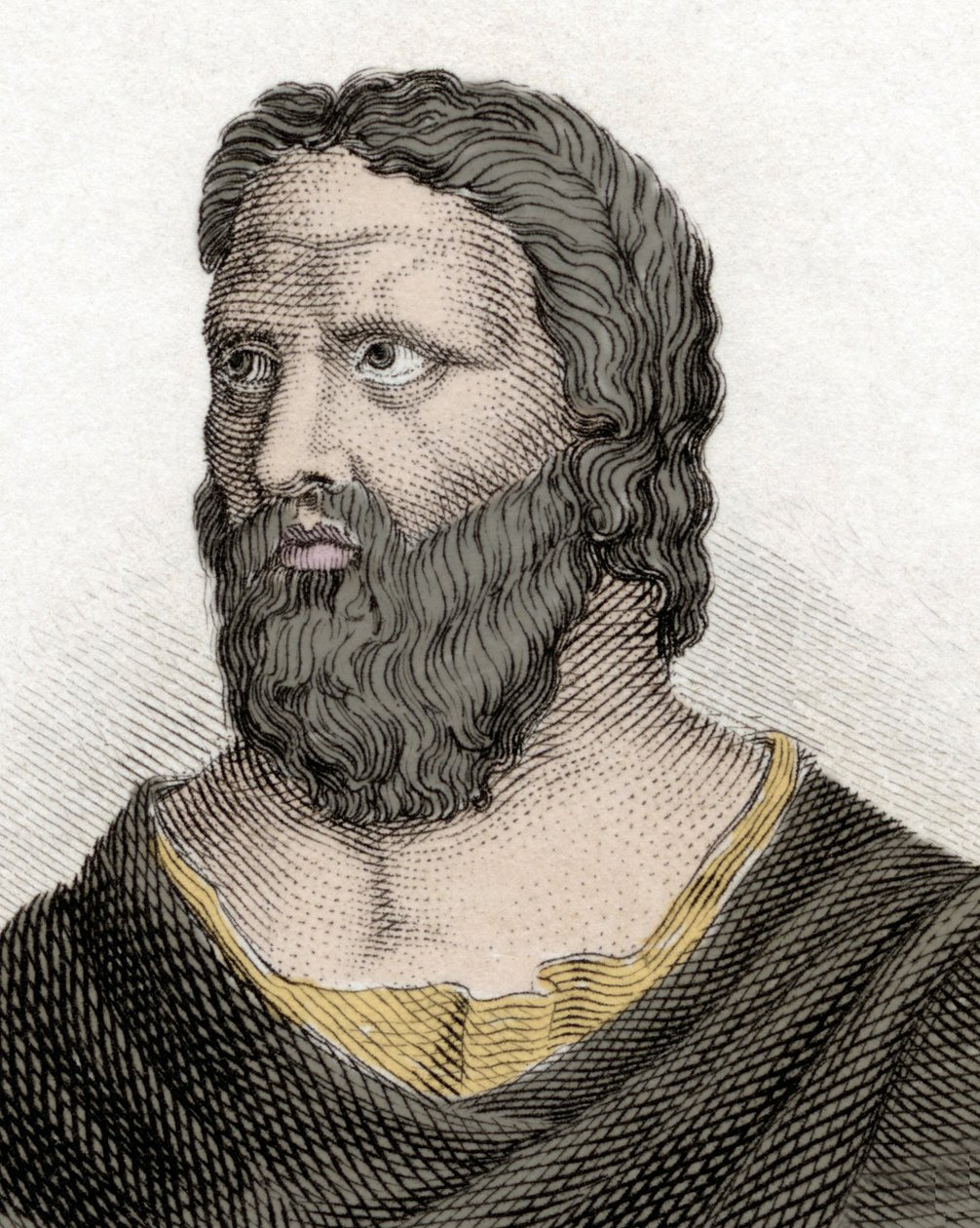Retrato do filósofo grego Heraclito de Éfeso (576-480 AC) (Heraclito de Éfeso). Gravura do século XIX. de Unknown artist
