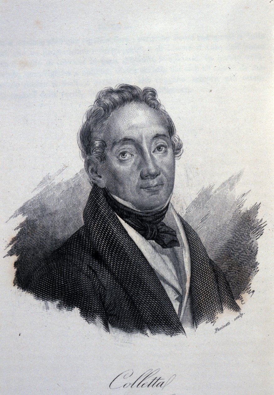 Retrato do Patriota Italiano e do Historiador Pietro Colletta (1775-1831) Gravura do século XIX de Unknown artist