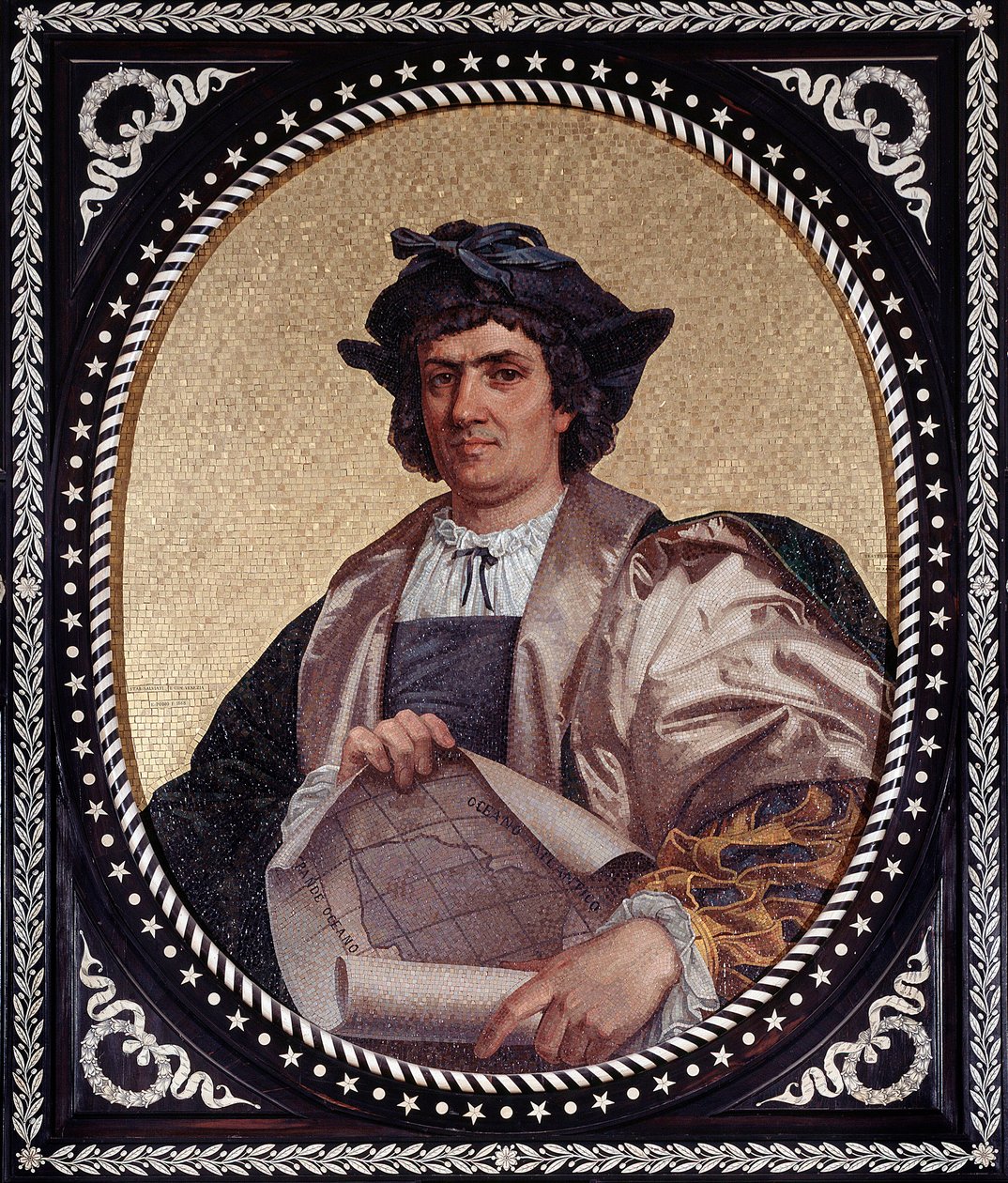 Retrato do navegador italiano Cristóvão Colombo (Cristóvão Colombo, Cristoforo Colombo, Cristobal Colon) (1451-1506) Mesquita de Unknown artist