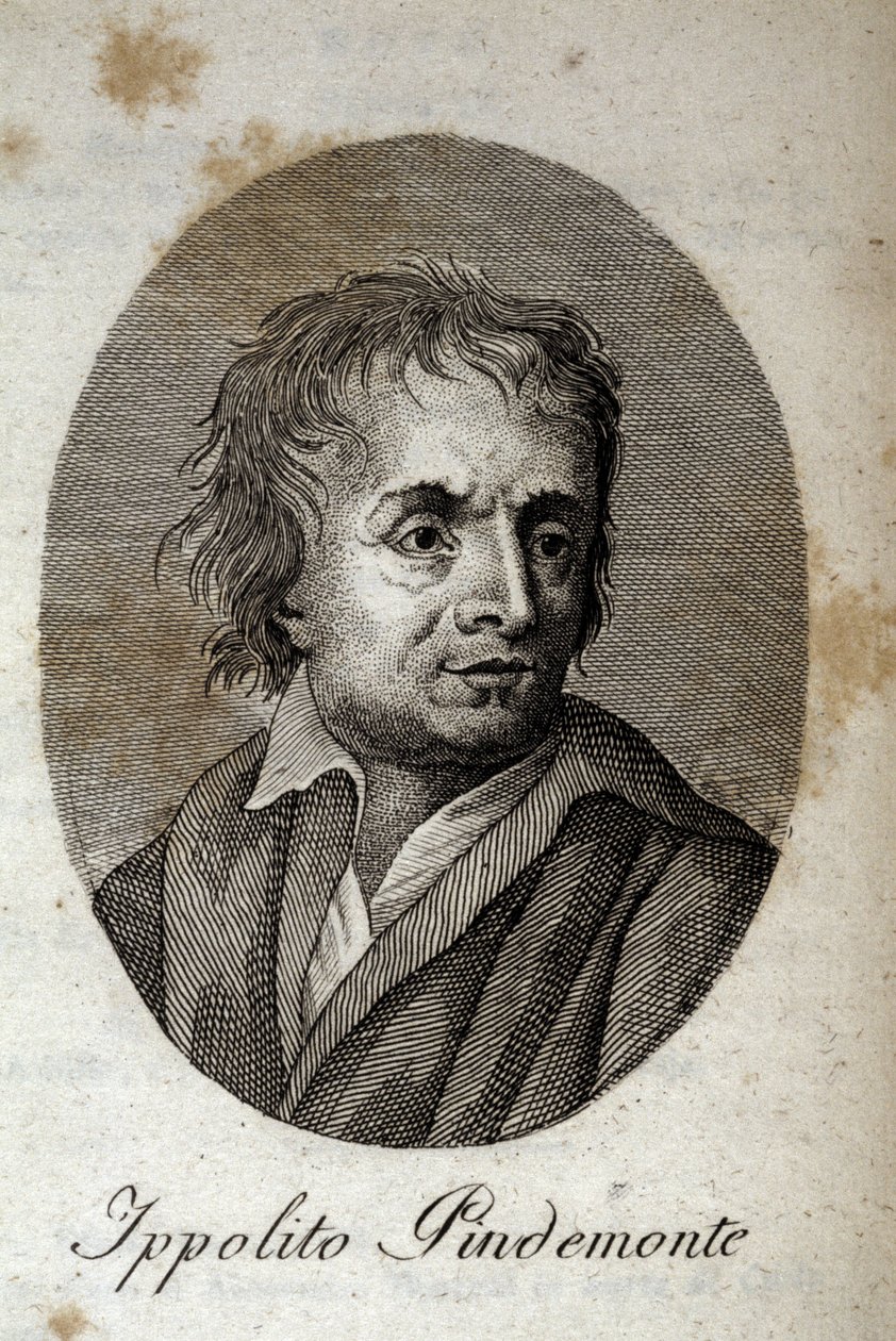 Retrato do poeta italiano Ippolito Pindemonte (1753-1828), amigo do poeta e dramaturgo italiano Ugo Foscolo (1778-1827) Gravura do século XIX de Unknown artist