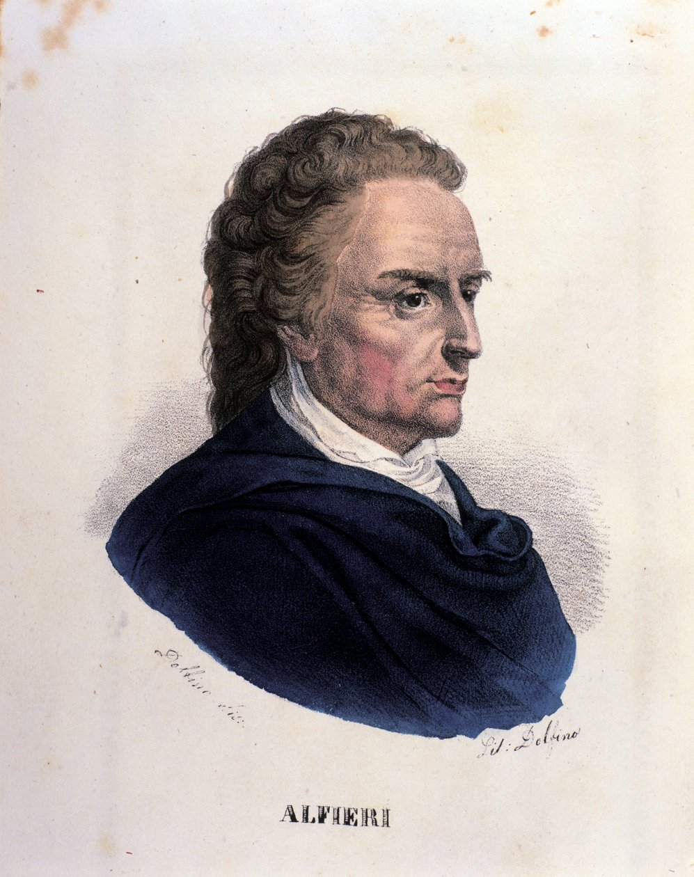 Retrato do poeta e dramaturgo italiano Vittorio Alfieri (1749-1803) Gravura do século XIX de Unknown artist