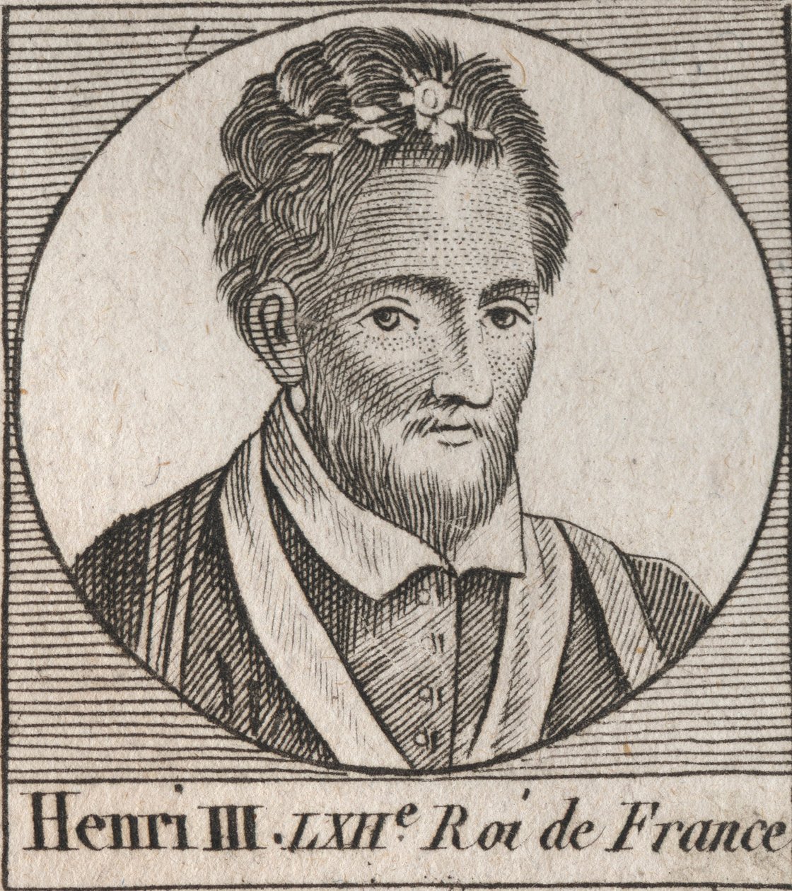 Retrato do Rei de França Henrique III (1551-1589) - Retrato de Henrique III (1551-89) rei de França - gravura de "Instruction sur l