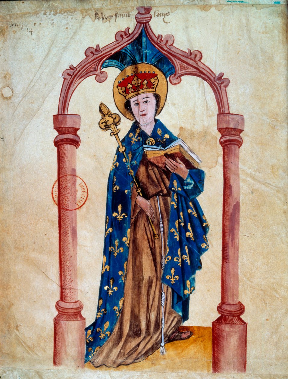 Retrato do Rei da França Luís IX (Saint Louis) (1214-1270) Miniatura de "L