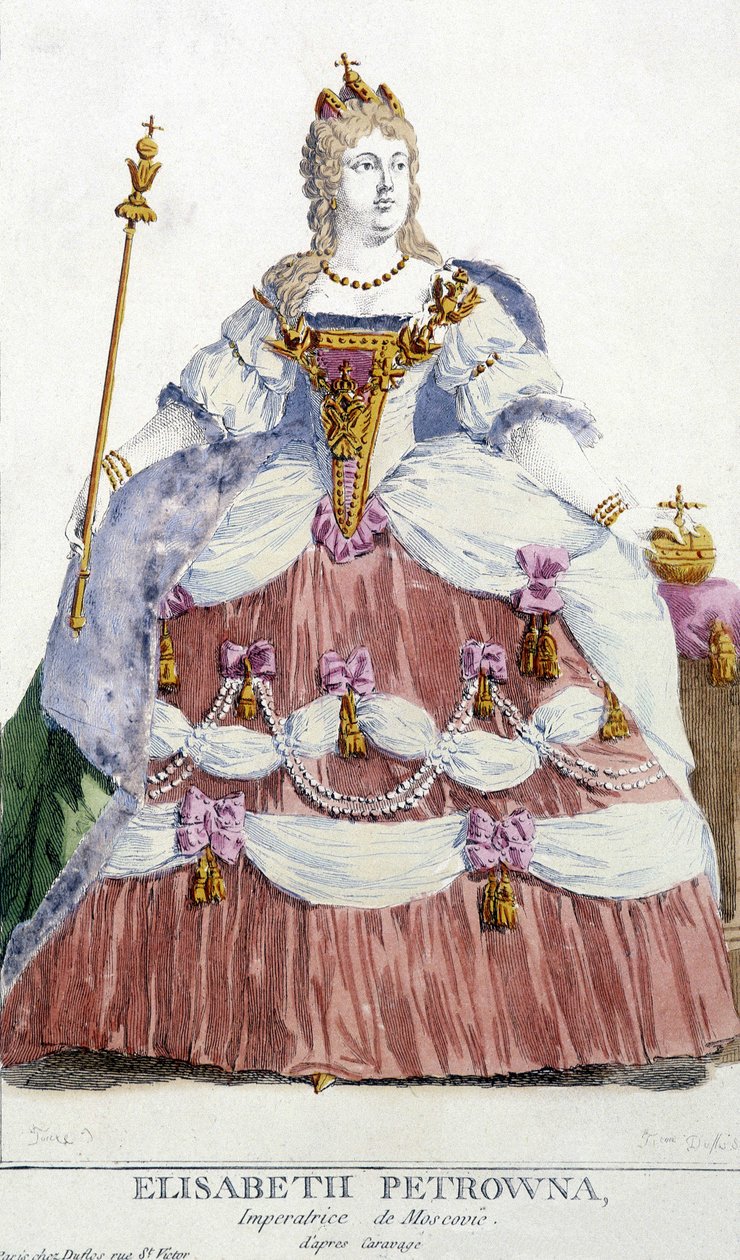 Retrato da Moscou Impressionar Elisabeth Petrowna (filha de Pedro, o Grande 1709-1761). Ilustração do século XIX. de Unknown artist