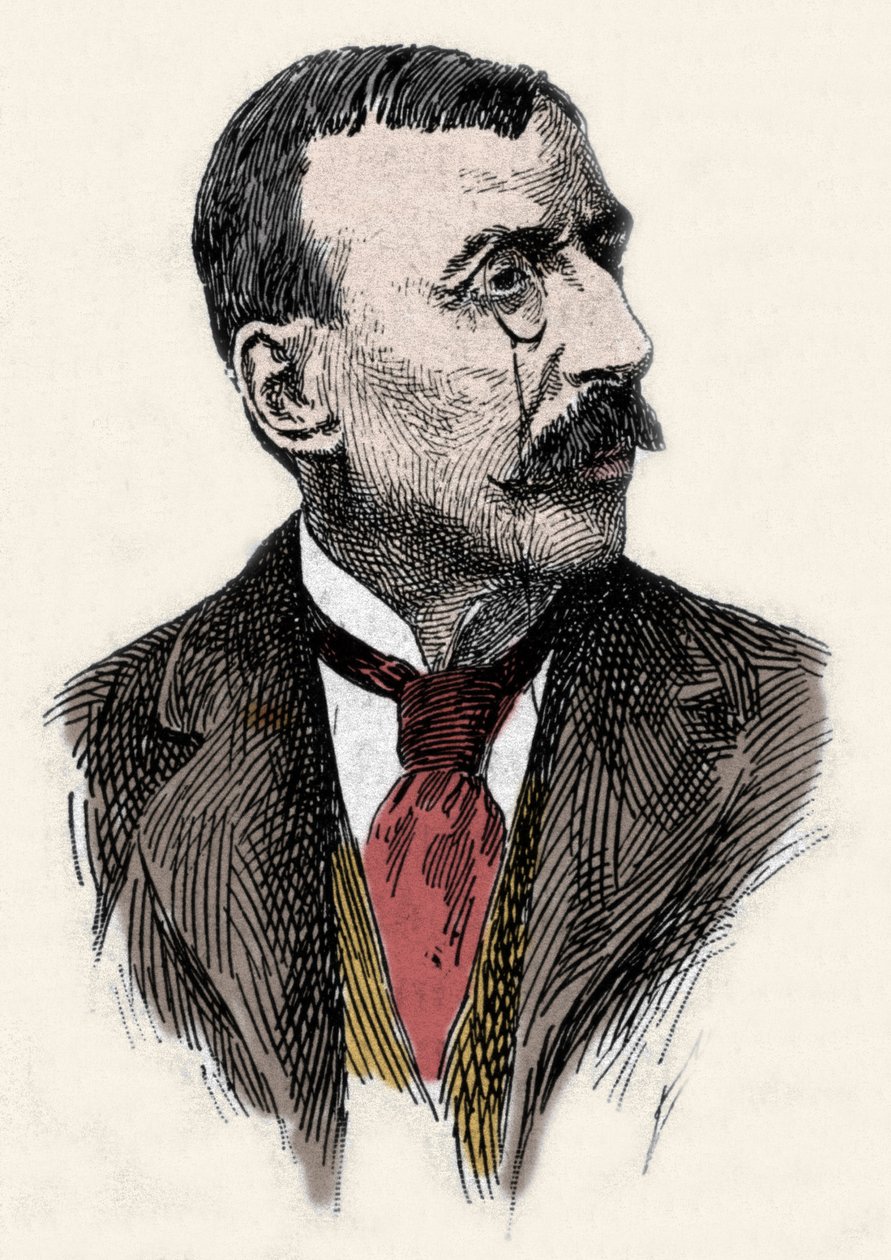 Retrato do escritor e diplomata português José Maria de Eeca de Queiros ou Queiroz (1845-1900). Gravura do século XIX de Unknown artist