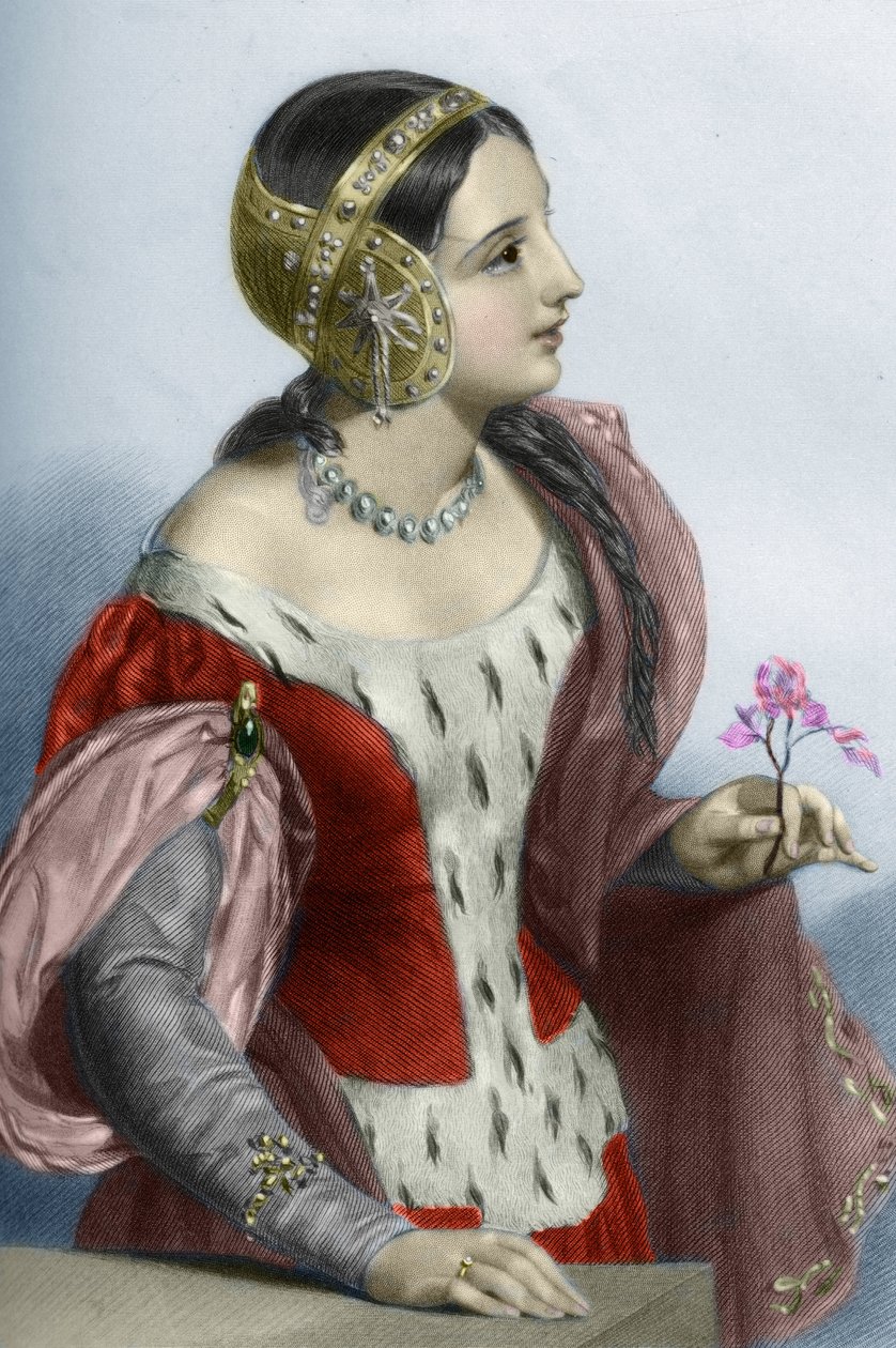 Retrato da Rainha de Inglaterra Isabel de França (Isabel de França) (1295-1358), Rainha consorte do Rei Eduardo I). Século XIX (gravura) de Unknown artist