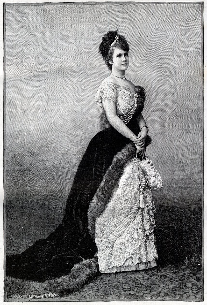 Retrato da Rainha da Roménia Elisabeth Pauline Ottilie Louise de Wied, conhecida como Carmen Sylva (1843-1916), esposa do Rei Carlos I - Gravura de 1893 - Elizabeth de Wied da Roménia, final do século XIX - Retrato de Elizabeth (1843-1916), Rainha de Unknown artist