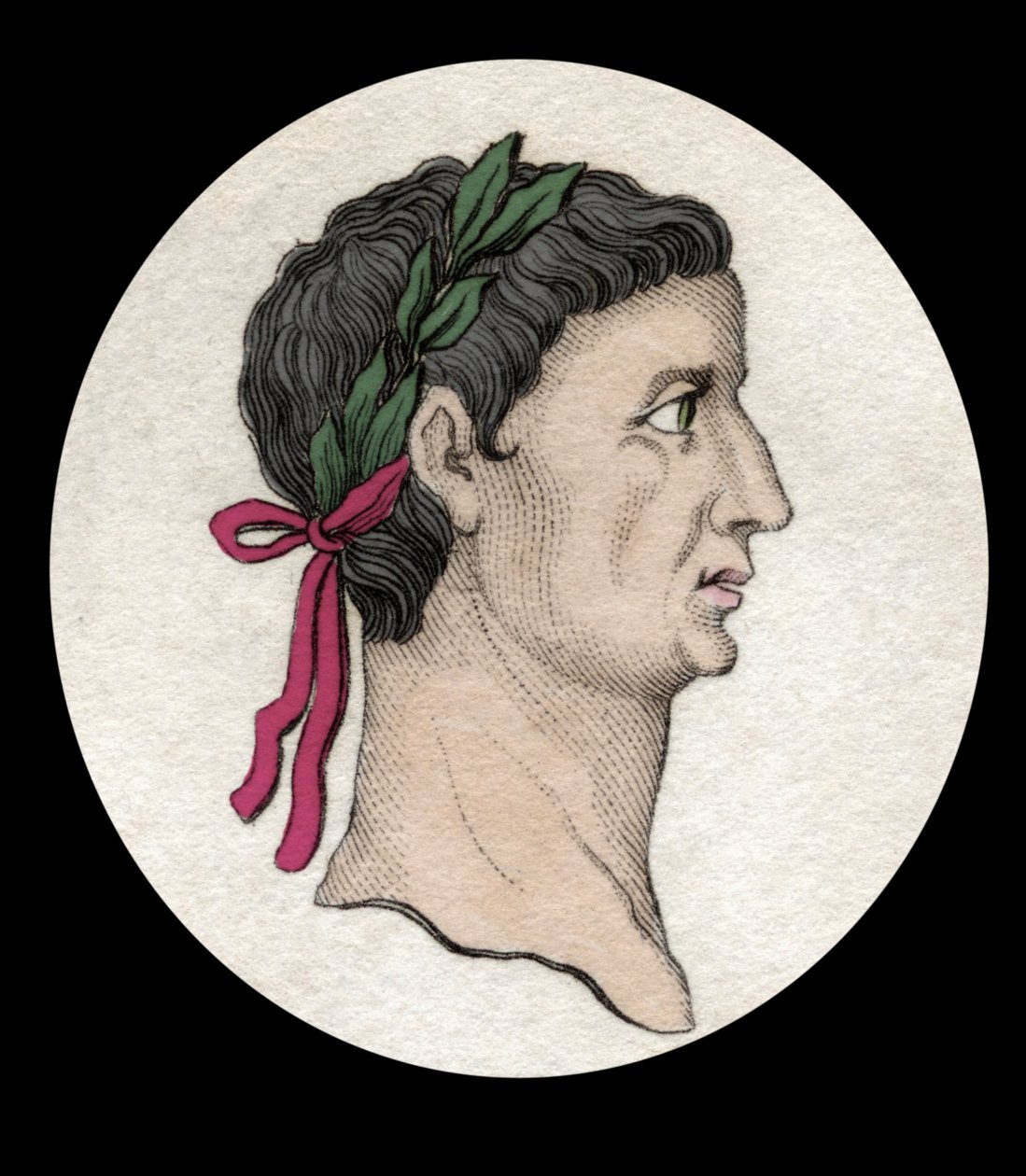 Retrato do Imperador Romano Tibere (Tiberius Claudius Nero) (42 AC-37 DC). Gravura do século XIX. de Unknown artist