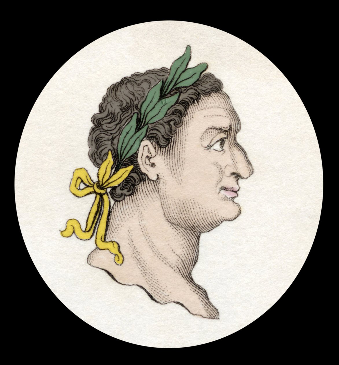 Retrato do Imperador Romano Tito (39-81). (Titus Flavius Sabinus Vespasianus). Gravura do século XIX. de Unknown artist