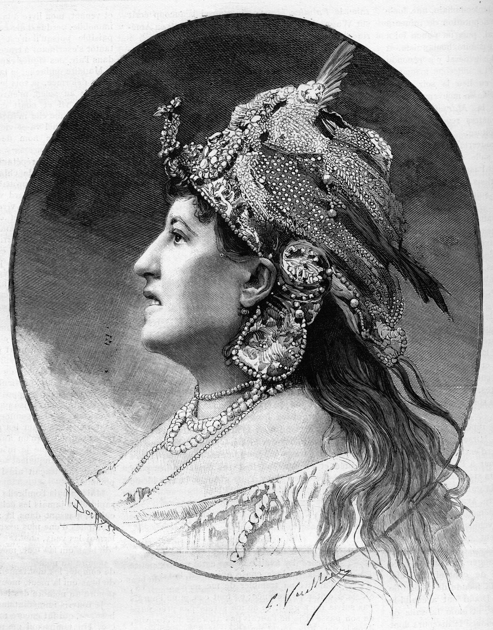 Retrato da carta da mulher Judith Gauthier (1845-1917) em 1888. de Unknown artist