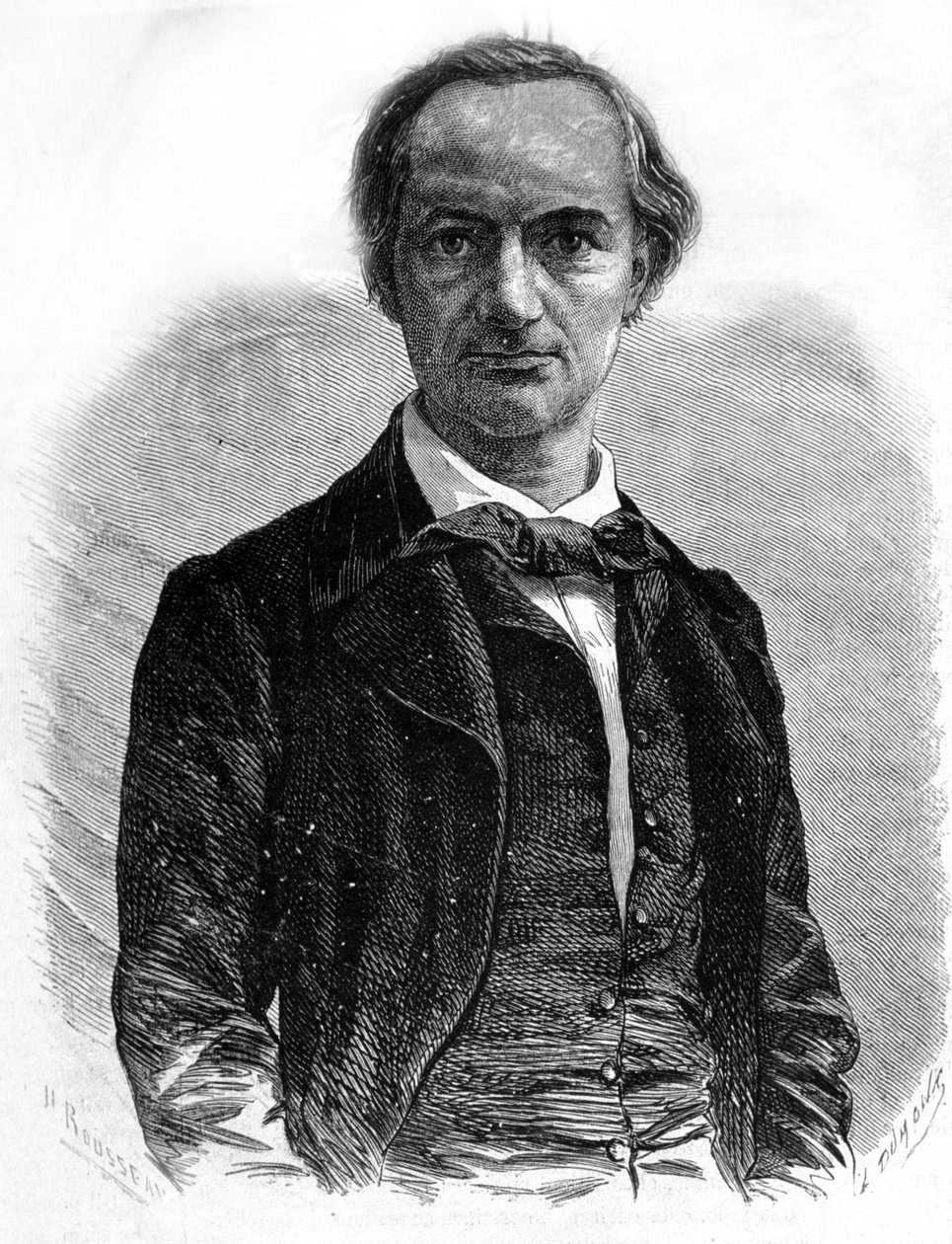 Retrato do poeta Charles Baudelaire (1821-1867) Gravura do século XIX de Unknown artist