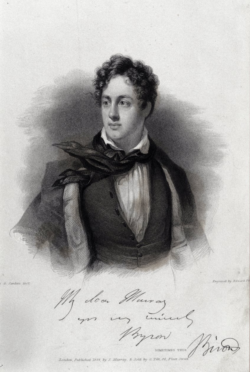 Retrato do poeta George Gordon Byron (1788-1824). de Unknown artist
