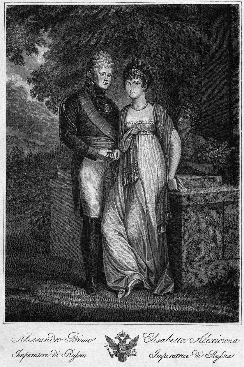 Retratos do Imperador Alexandre I da Rússia (1777-1825), com sua esposa (Elisabeth Alexeievna, nee Princesa Louise Augusta de Baden de Unknown artist